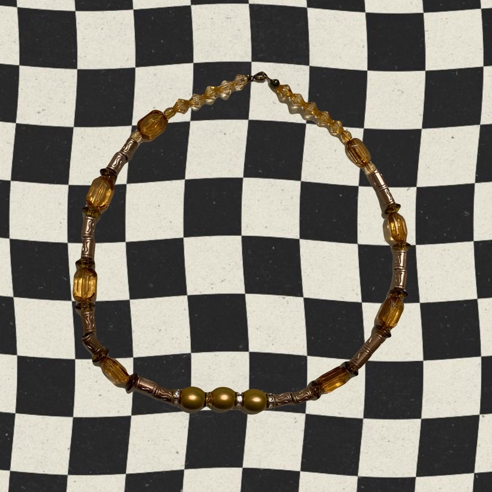 citrine, yellow, brown necklace
